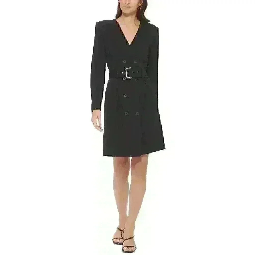 NEW Calvin Klein Women's 12 Belted Double-Breasted Blazer Wrap Dress